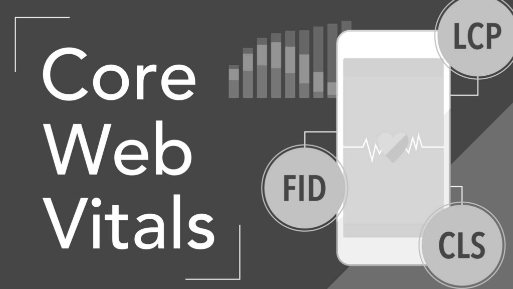 "Core Web Vitals" écrit à gauche avec un téléphone sur la droite